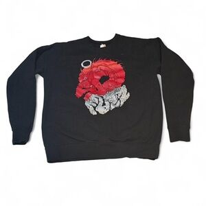 Tultex Black Crewneck Sweater with Red creature Graphic